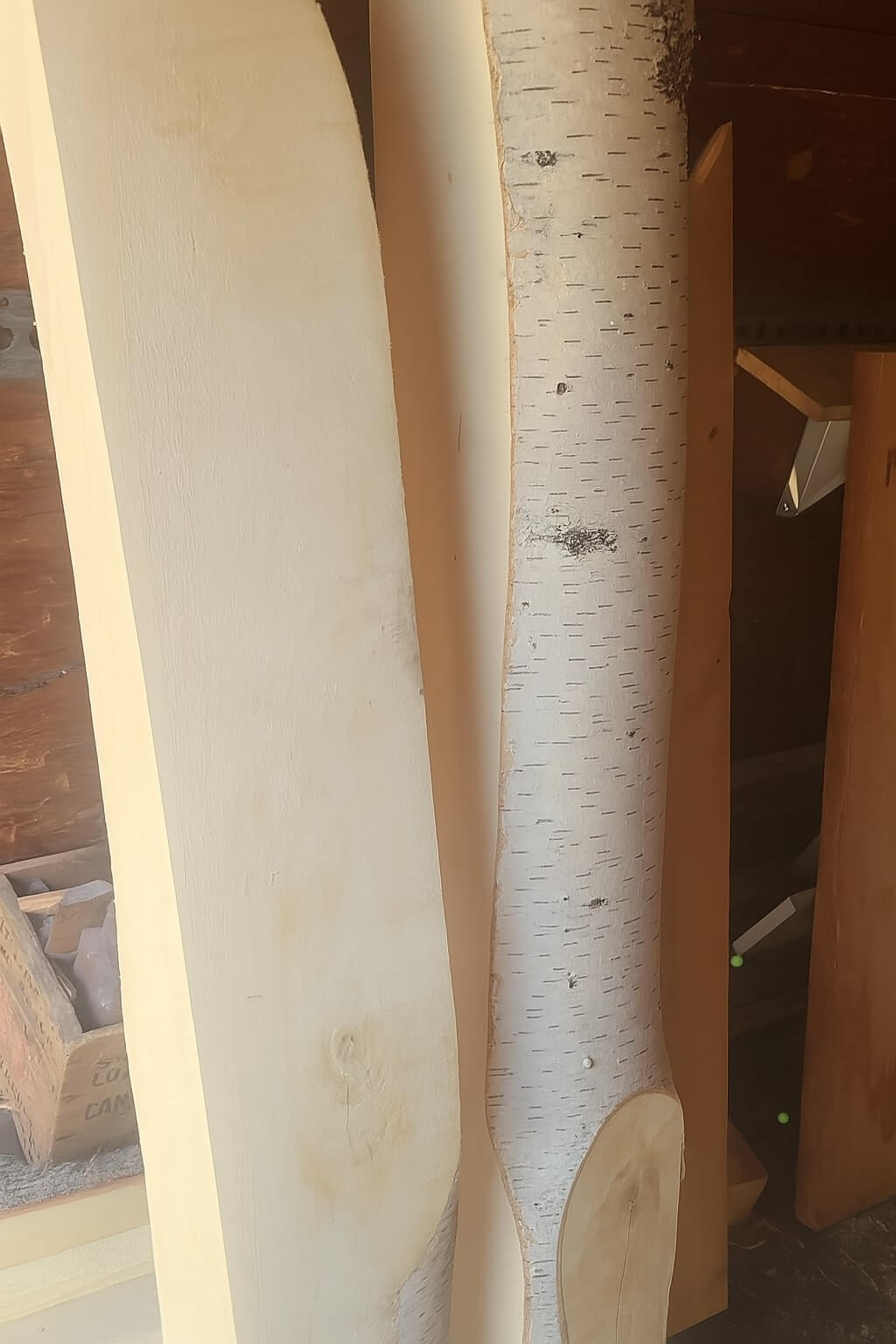 Sample of a birch beam with live edge
